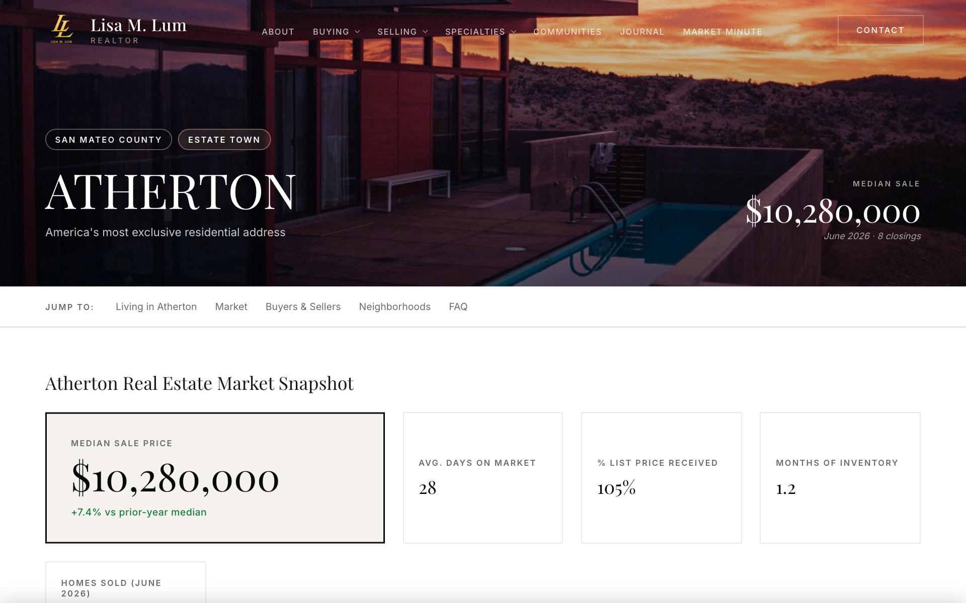 Screenshot of the Lisa M. Lum real estate website