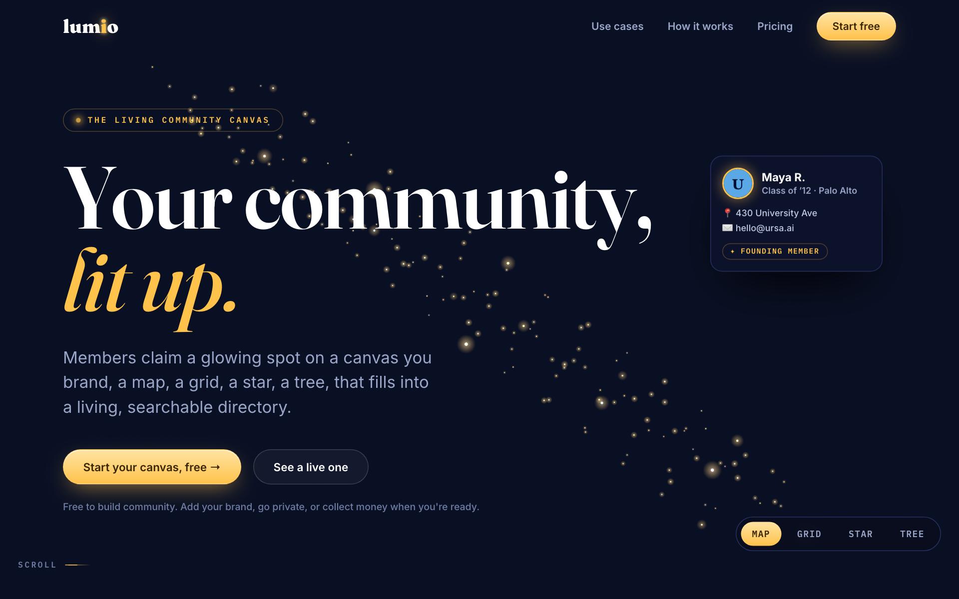 Screenshot of the Lumio website