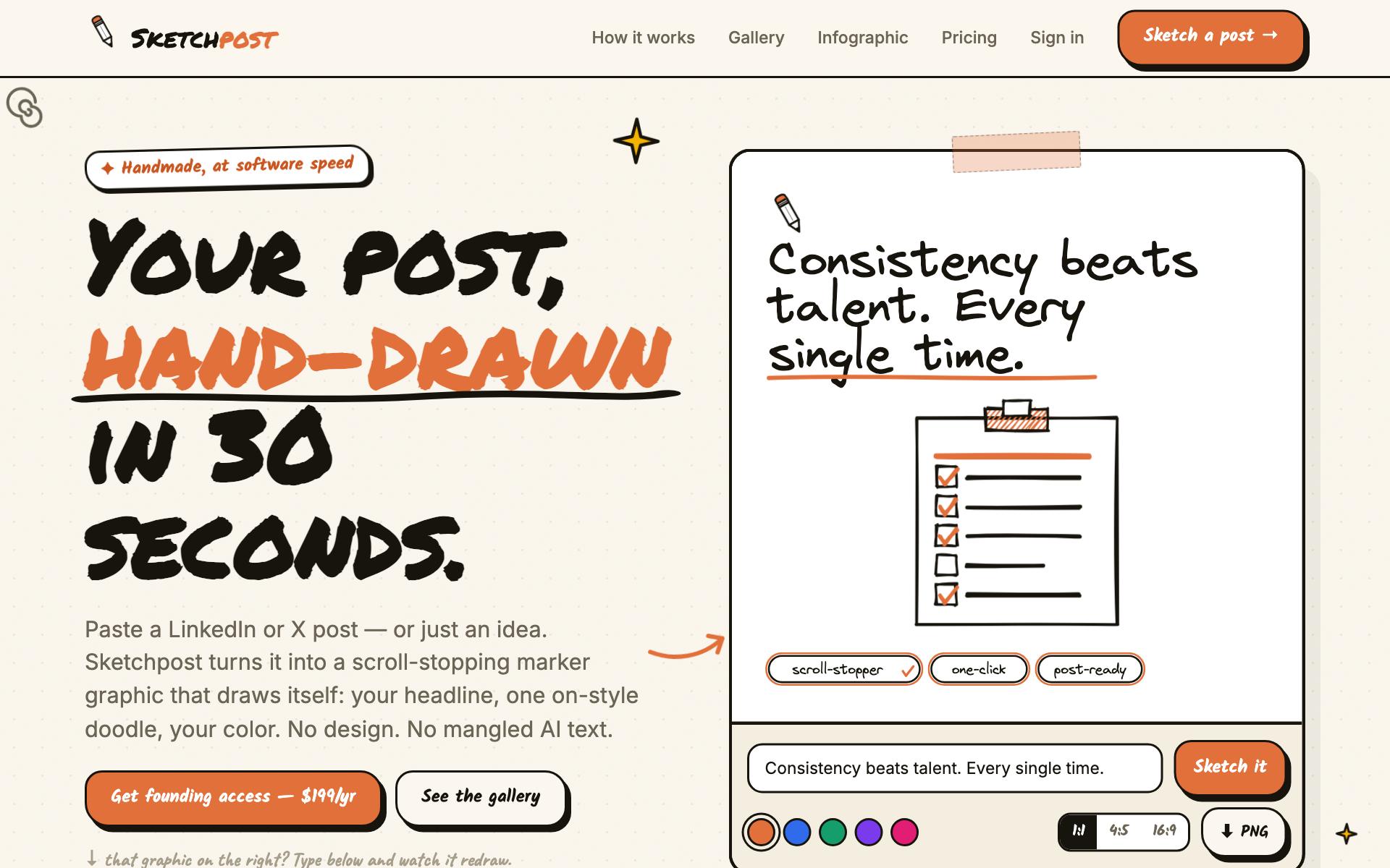 Screenshot of the Sketchpost website
